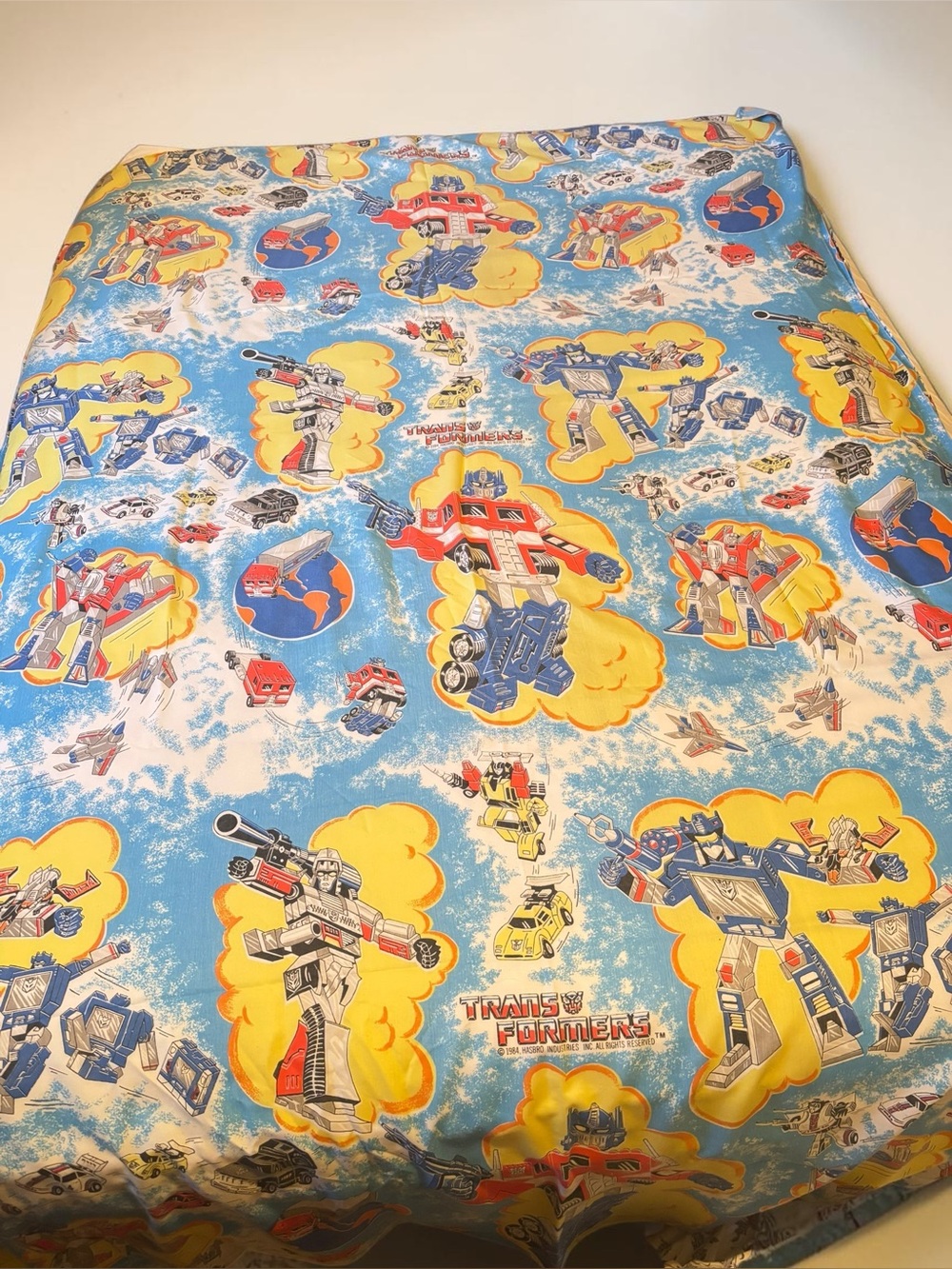 Vintage 1984 Transformers G1 Queen Flat Sheet Hasbro Optimus Prime Megatron